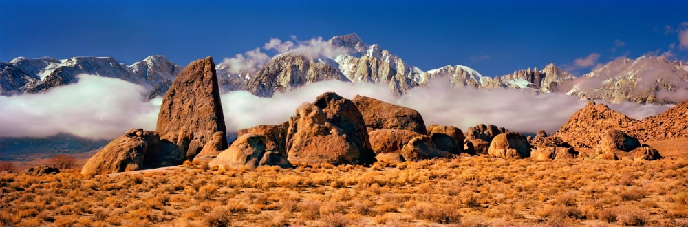 Finn rock formations Alabama Hills Mt Whitney Californian Sierra Nevada California USA Canvas Art - Panoramic Images (36 x 12)