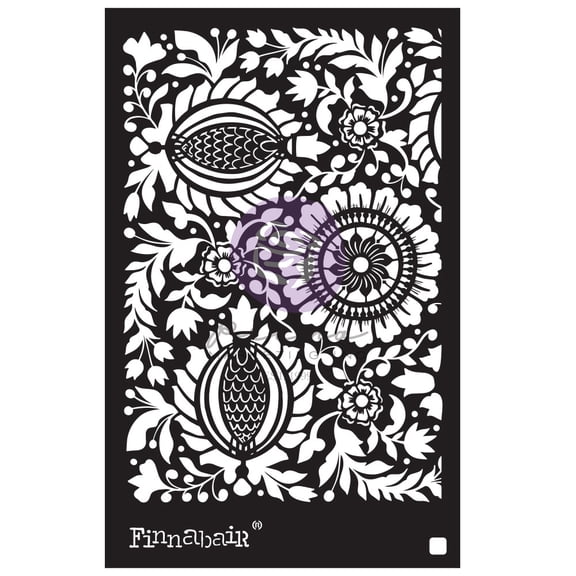 Finnabair Stencil 6"X9"-Folk Florals