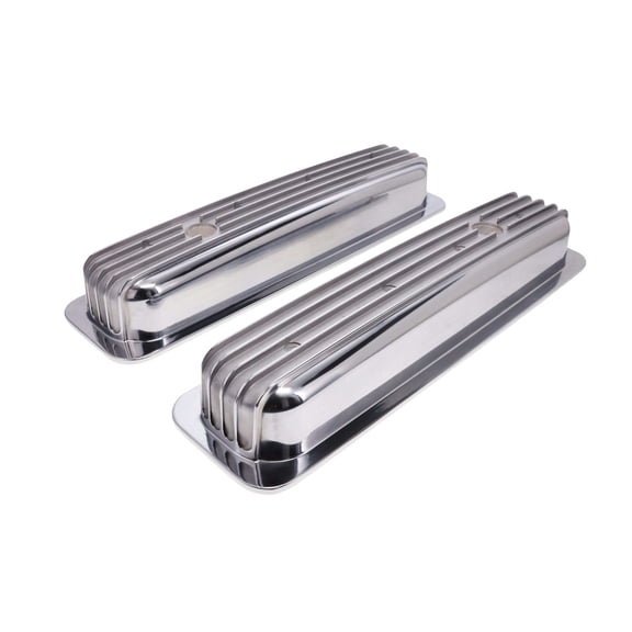 Finned Aluminum Center Bolt Valve Cover for 1987-2000 Chevy SB - Polished