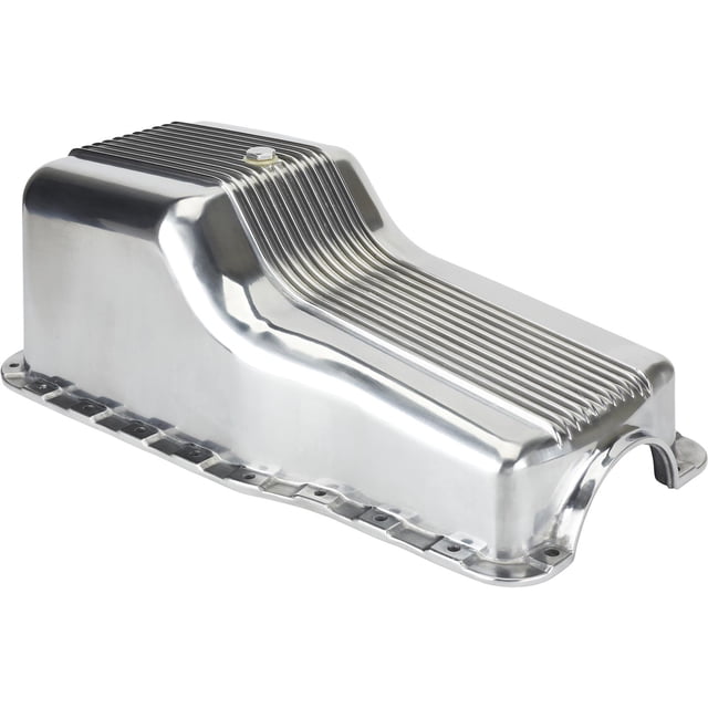 Speedway Motors Polished Aluminum Finned Engine Oil Filter Cover, 7 Inch Length