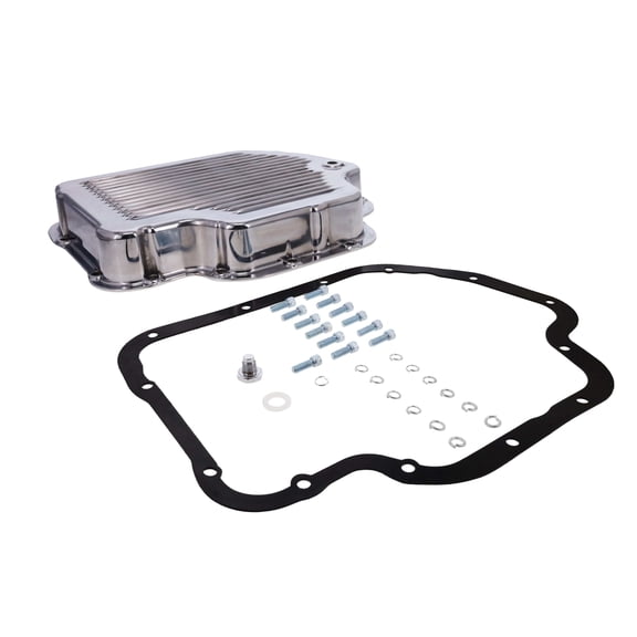 Finned Aluminum Transmission Pan for GM TH400 Stock Depth - Polished