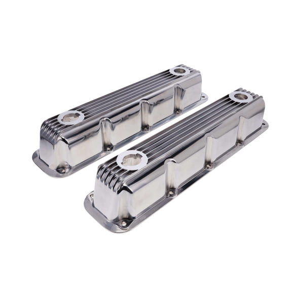 Finned Aluminum Valve Covers for 1992-2003 Mopar Chrysler SB V8 - Polished