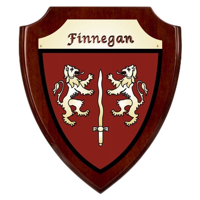 Finnegan Irish Coat of Arms Shield Plaque Rosewood Finish