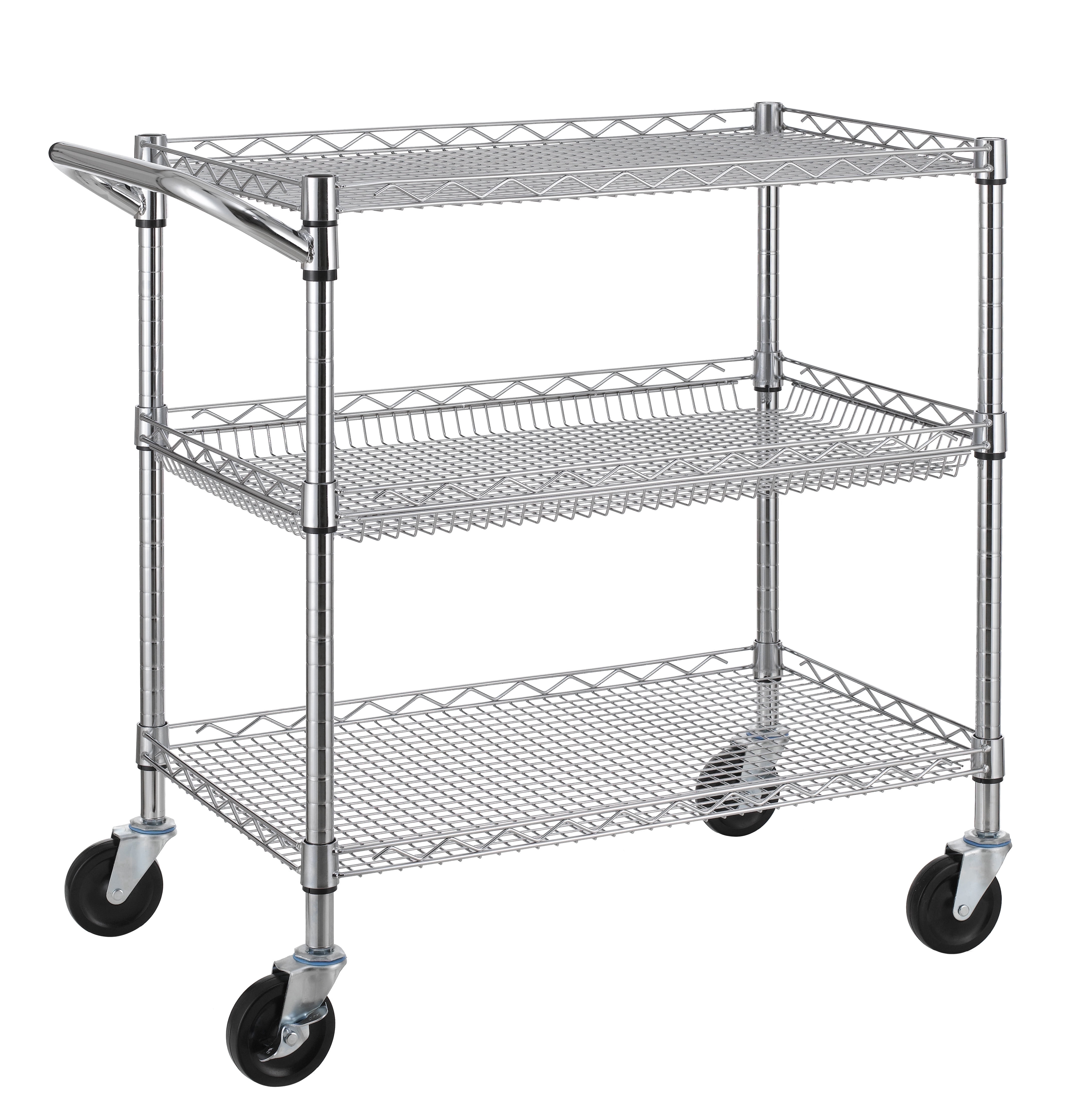 Finnhomy 3-Tier Heavy-Duty Commercial-Grade Utility Cart, Wire Rolling Cart
