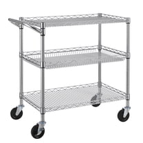 Finnhomy 3-Tier Heavy-Duty Commercial-Grade Utility Cart, Wire Rolling Cart