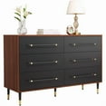 thumbnail image 1 of Finnhomy 6 Drawer Mid Century Modern Bedroom Dressers with Black Drawers, 1 of 6
