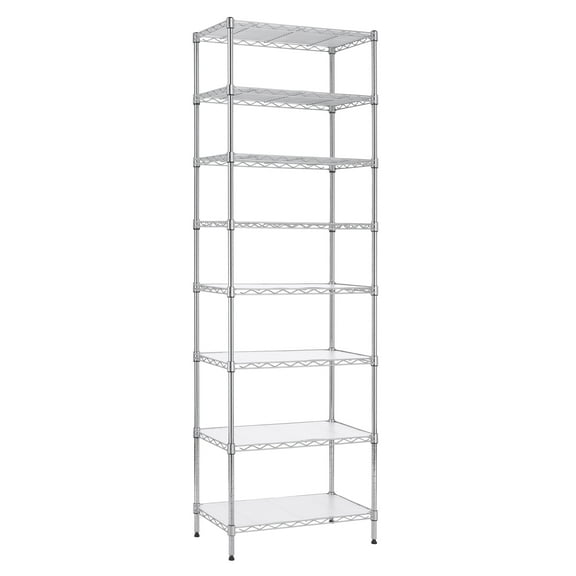 Finnhomy 8-Tier Steel Wire Shelving Unit, Adjustable, 8 Shelves, 36"W x 14"D x 72"H, with Leveling feet & Safety Device, NSF Certified, Silver