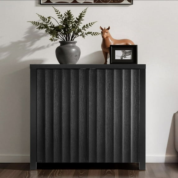 Finnhomy Fluted Sideboard Buffet Cabinet Modern Accent Cabinet,Kitchen Buffet Wood Side Board Storage Cabinet with 2 Doors Credenza Entryway Living Dining Room Hallway Coffee Bar Media Console