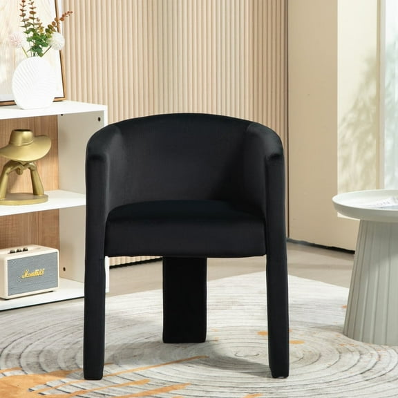 Finnhomy Modern Dining Chairs, Set of 1 Velvet Upholstered Barrel Dining Chairs with Open Back, 3-Leg Upholstered Side Armchairs, Perfect for Dining, Living Room, Bedroom, Kitchen