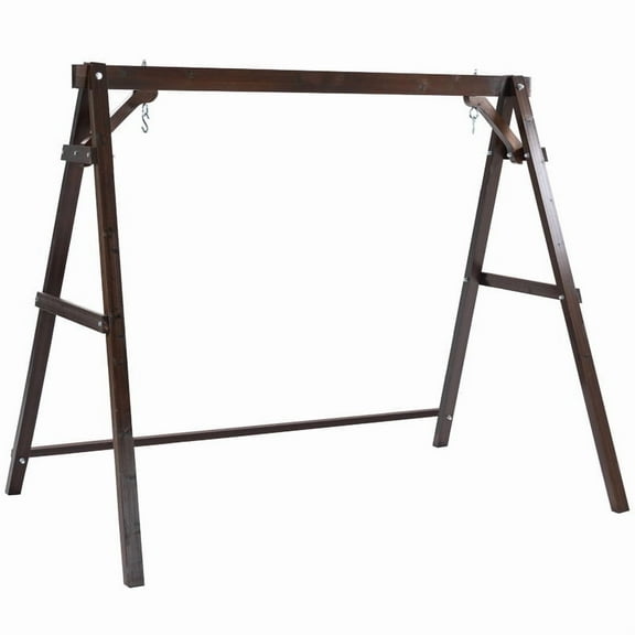 Finnhomy Outdoor 880 LBS Wooden Porch Swing Frame with Stable A-Frame and Extra Board