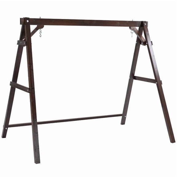 Finnhomy Outdoor 880 LBS Wooden Porch Swing Frame with Stable A-Frame and Extra Board