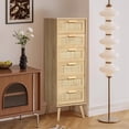 thumbnail image 1 of Finnhomy Rattan Tall Dresser with 6 Drawers, Natural, 1 of 7