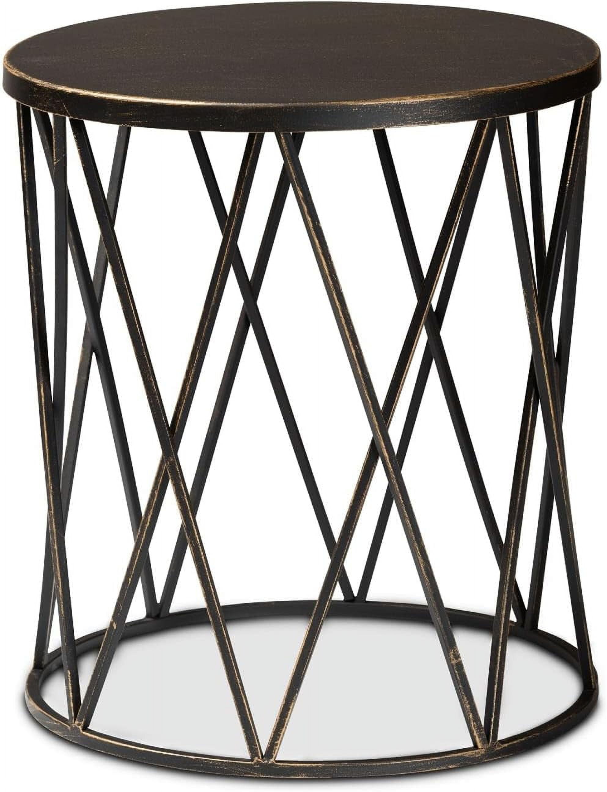 Finnick Modern Industrial Antique Black Finished Metal End Table