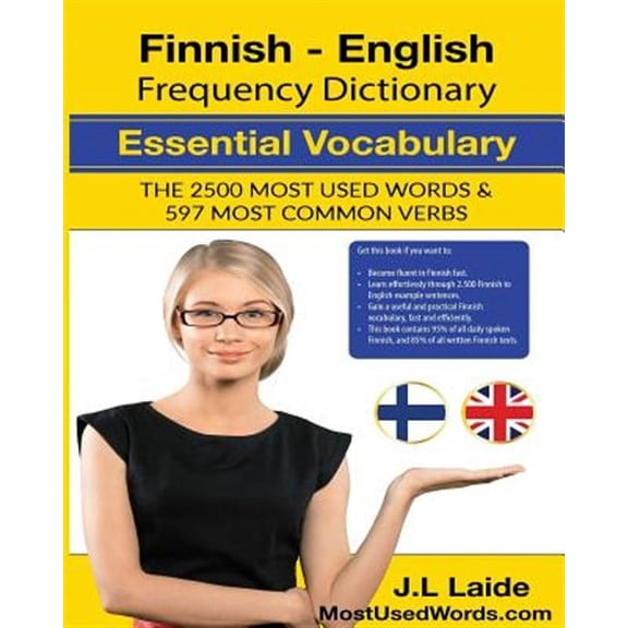 Finnish English Frequency Dictionary - Essential Vocabulary: 2500 Most Used Words & 597 Most Common (Paperback) by J L Laide