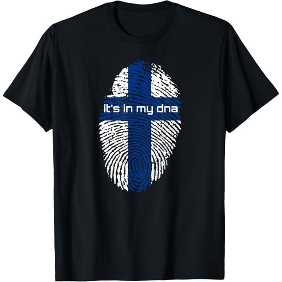 Finnish Flag Sisu It's In My DNA Fingerprint Finland Tshirt