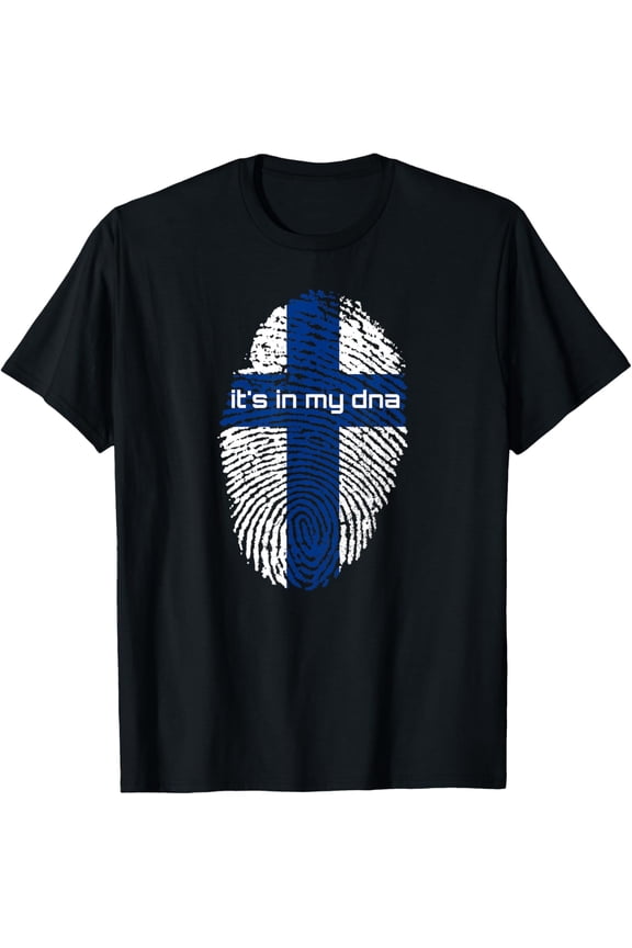 Finnish Flag Sisu It's In My DNA Fingerprint Finland Tshirt