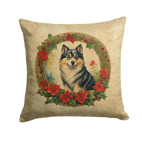 Finnish Lapphund Christmas Flowers Throw Pillow 14 in x 14 in