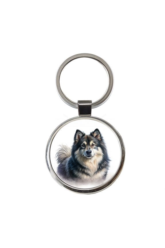 Finnish Lapphund Dog Illustration Metal Round Keychain