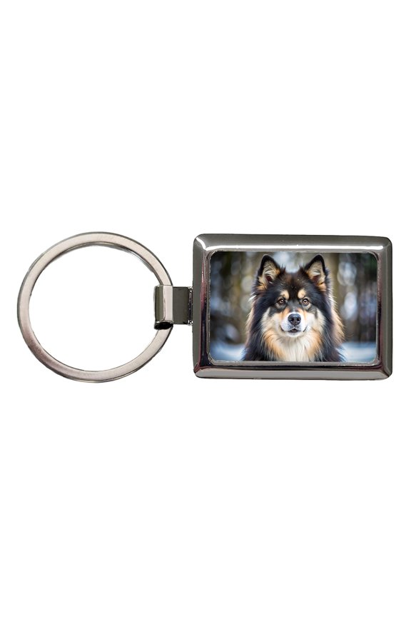 Finnish Lapphund Dog Photo Metal Rectangle Keychain