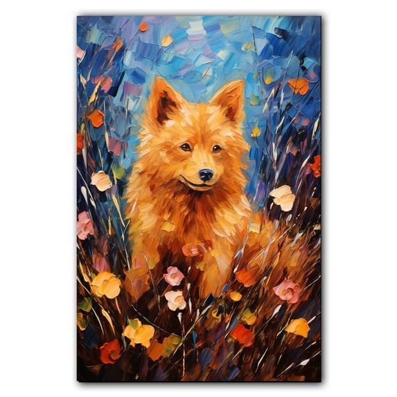 Finnish Spitz Canvas Wall Art Colorful Pet Canvas Oil Painting Canvas Print Street Art Farmhouse Cattle Modern Artwork Living Bedroom Bathroom Home Office Decor
