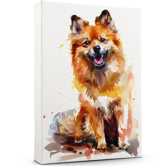 Finnish Spitz Dog Canvas Wall Art Prints,Watercolor Dog Art Canvas Painting Poster,Pet Canvas Painting Puppy Artwork 8x12 inches