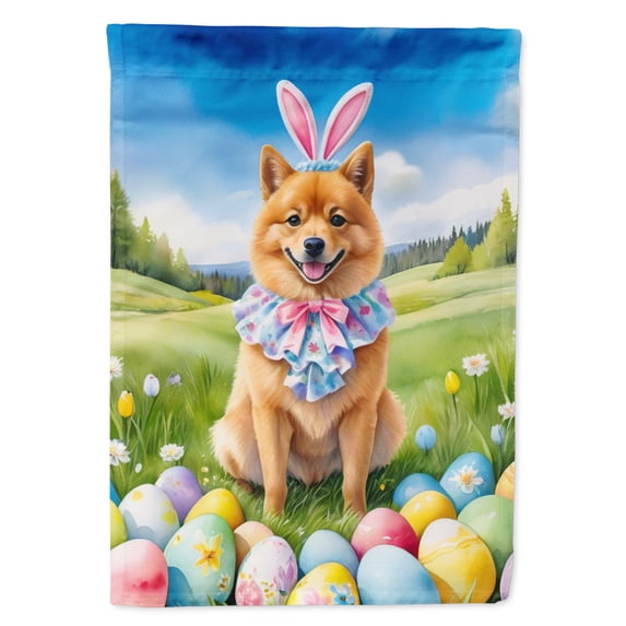 Finnish Spitz Easter Egg Hunt Garden Flag