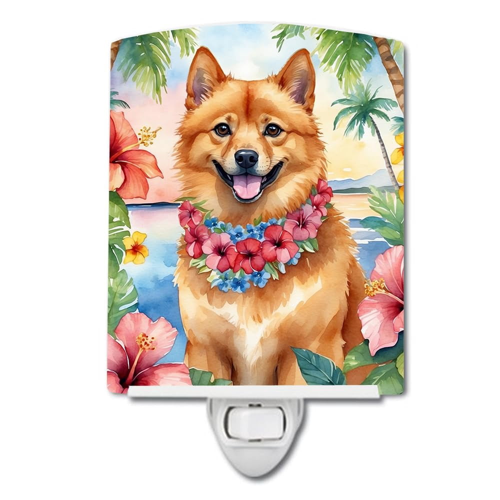 Finnish Spitz Luau Ceramic Night Light 4 in x 6 in