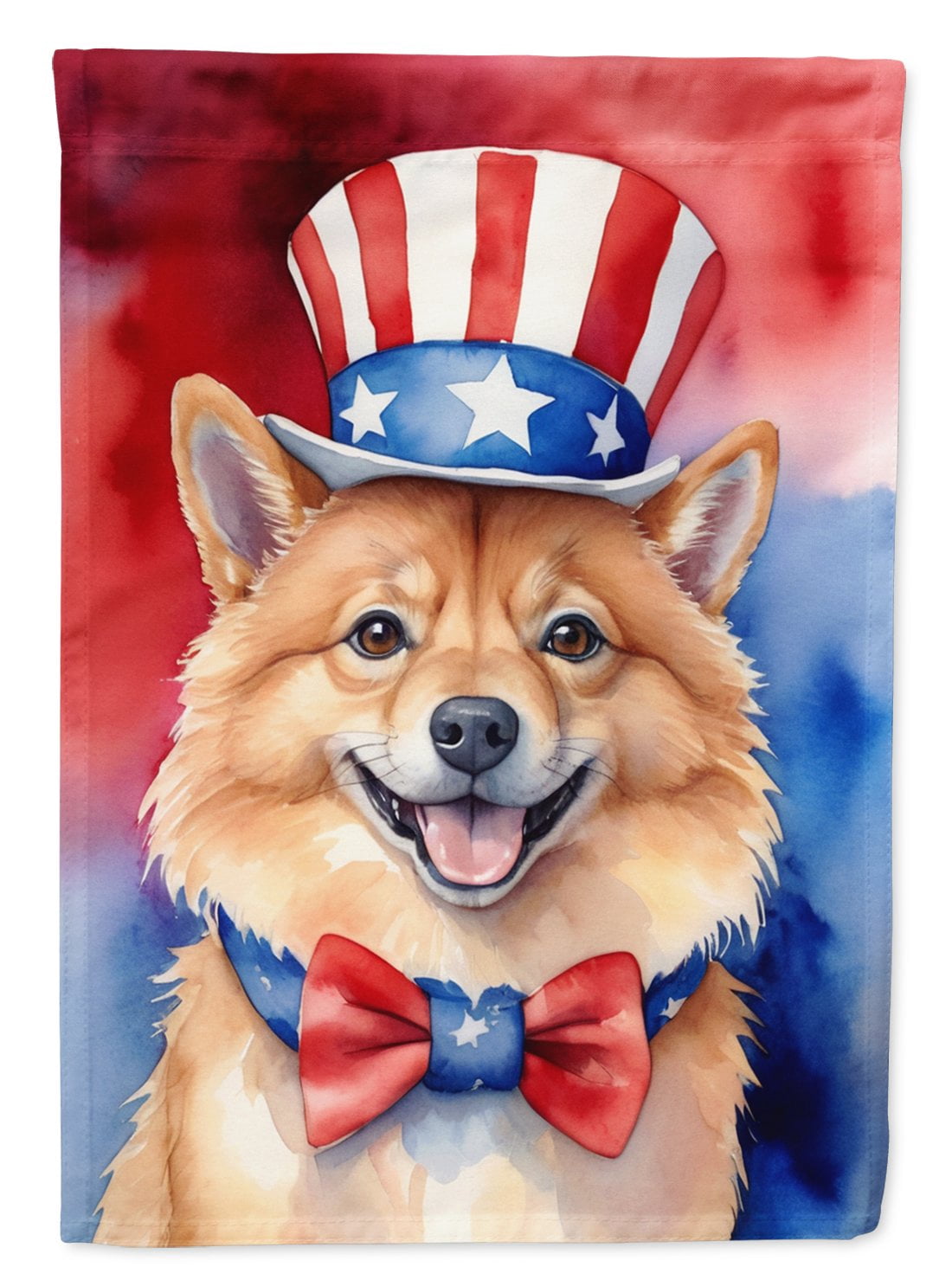 Finnish Spitz Patriotic American House Flag 28 in x 40 in