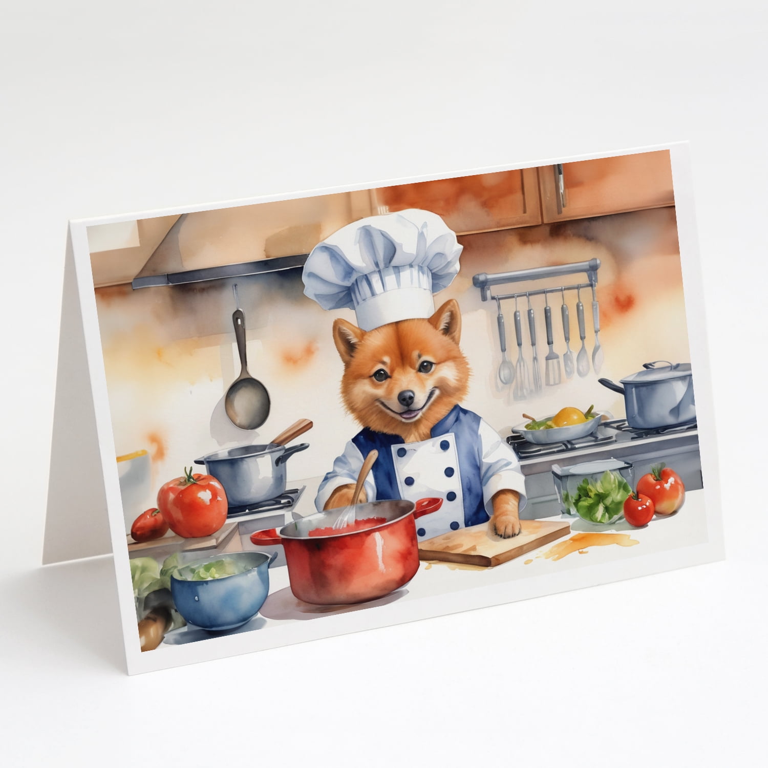 Finnish Spitz The Chef Greeting Cards Pack of 8 7 in x 5 in