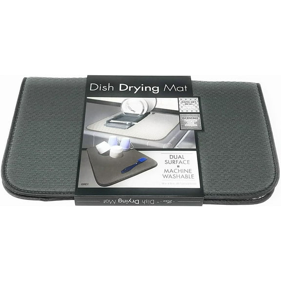 Finntm Dual Sided Grey 18" X 16" Microfiber Absorbent Kitchen Dish Drying Mat