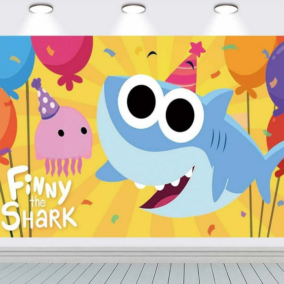 Finny The Shark Background Wall Decor Taspestry Poster Banner Backdrop Party Supplies