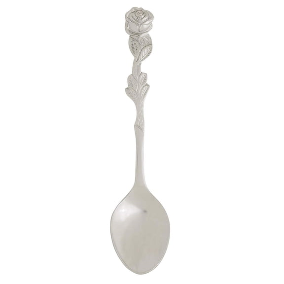Fino Demi Spoon, Stainless Steel, Rose Design, For Everyday Coffee, Desserts, Entertaining, and Holiday Dining, Set Of 12