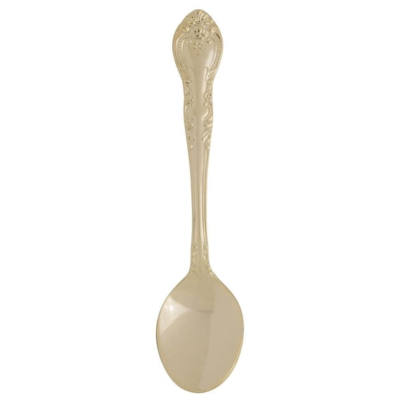 Fino Demi Spoon, Gold-Plated Stainless Steel, Traditional Design, For Everyday Coffee, Desserts, Entertaining, and Holiday Dining, Set Of 12