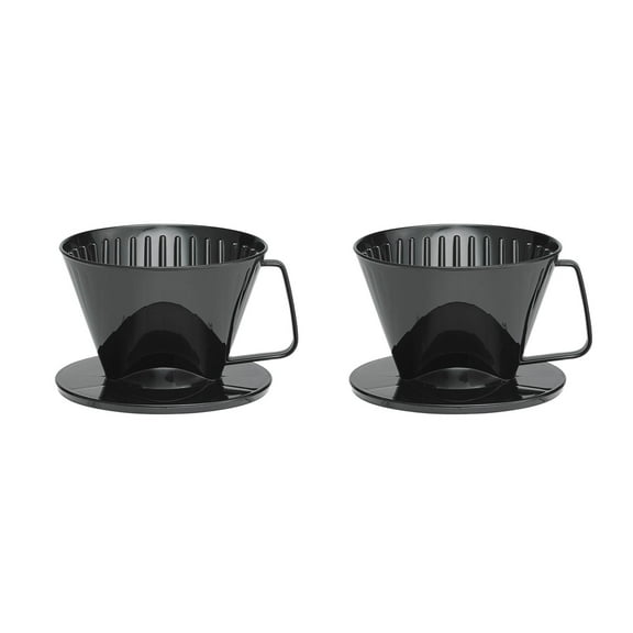 Fino Pour-Over Coffee Brewing Filter Cone, Number 1-Size, Black, Brews 1 to 2-Servings, Set of 2