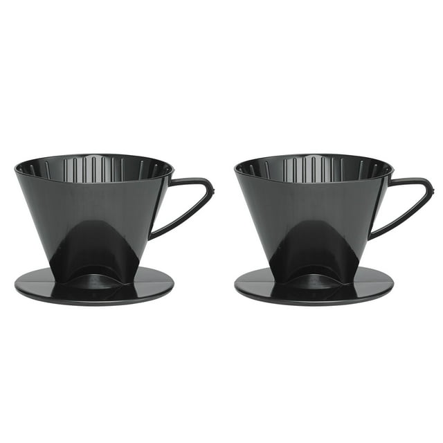 Fino PourOver Coffee Brewing Filter Cone, Number 2Size, Black, Brews