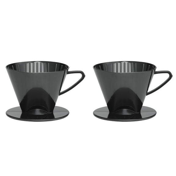 Fino Pour-Over Coffee Brewing Filter Cone, Number 2-Size, Black, Brews 2 to 6-Cups, Set of 2