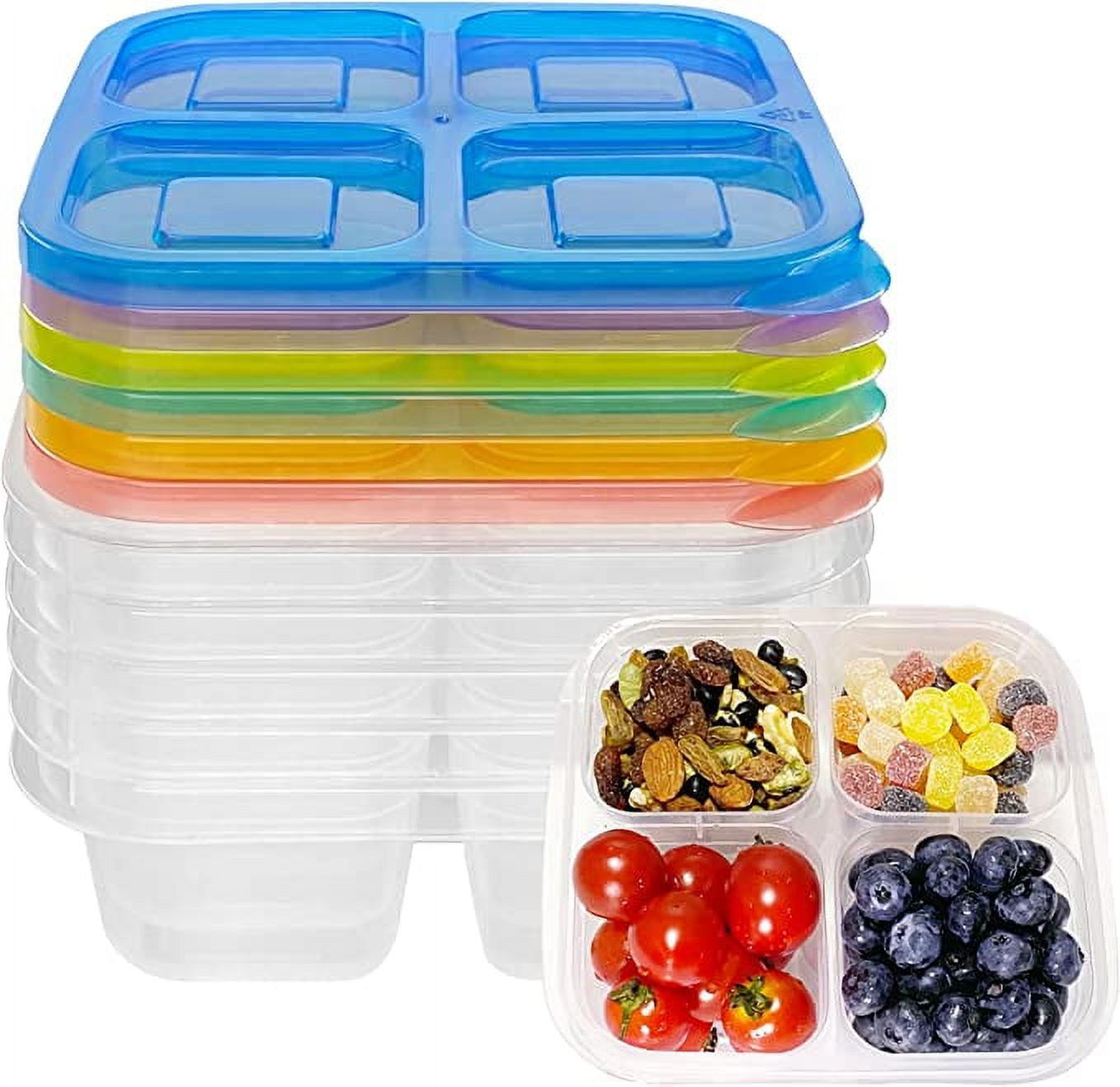 4-Compartment Snack Bento Boxes, Set of 6 Reusable Food Containers for  School,Work and Picnic,Portable Snack Box, Meal Prep Container (Dark Color  Set) 