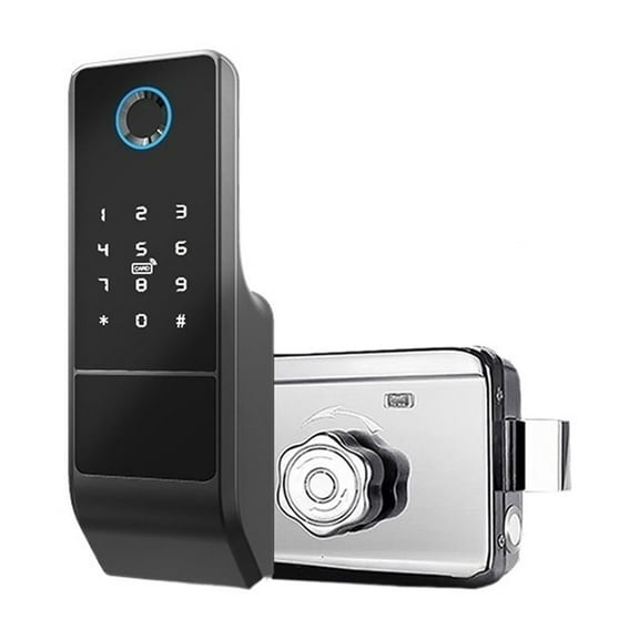 Finrprint Gate Lock Tuya Outdoor TTlock Smart Door Lock Digital IC Card Rim Electronic Door Lock Suitable For Home Garden ,Easy to Use