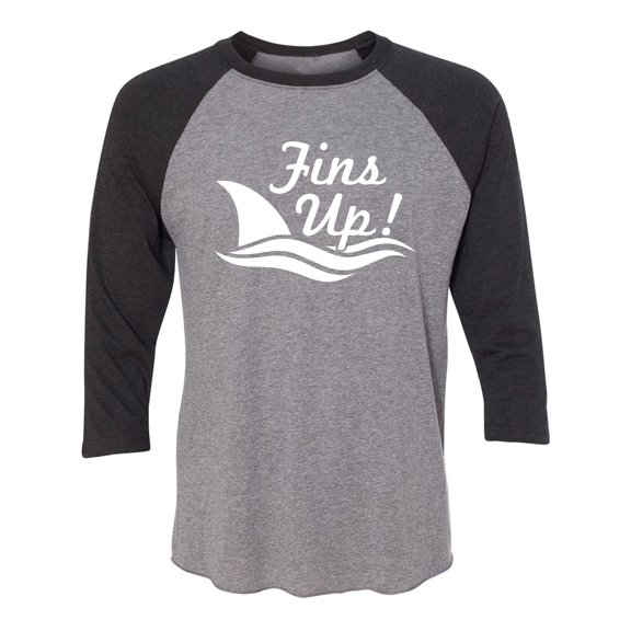 Fins Up! Unisex 3/4 Sleeve Baseball Raglan Tee