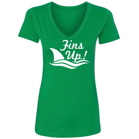 Fins Up! Womens V-Neck T-Shirt