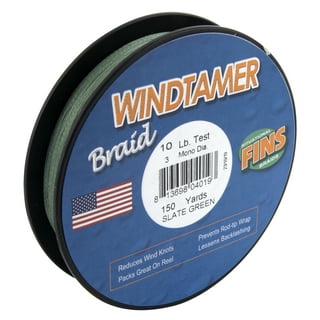 FINS WindTamer Braid Fishing Line - 150 yd Spool - 40 lb Test - Slate Green