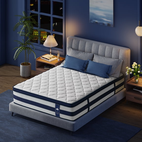 Finslpt Twin XL Size Mattress 14 Inch, Gel Memory Foam Sprung Hybrid Mattress, Cooling and Pressure Relief for Breathable Sleep, Medium Plush Feel, 120-Night Home Trial, Apex Collection