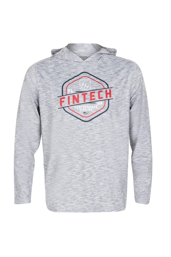FPF Badge Coastal Performance UV Hoodie - Small - Glacier Gray Heather
