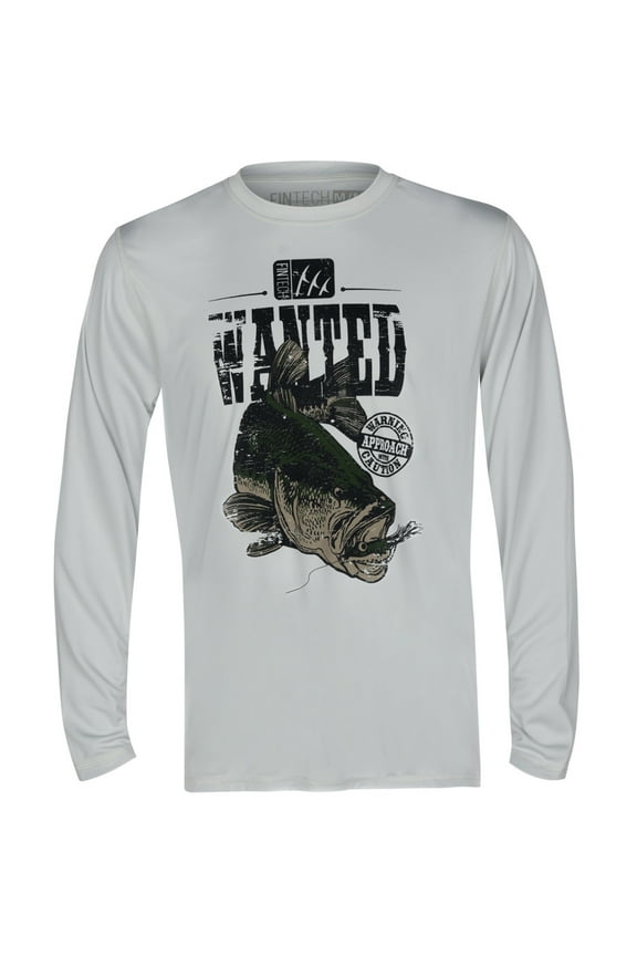 Wanted Bass Sun Defender UV Long Sleeve T-Shirt - Medium - Glacier Gray