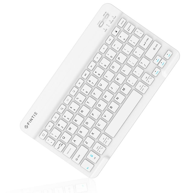 Fintie 10-Inch Ultrathin (4mm) Wireless Bluetooth Keyboard for iPad Samsung Tablet, iPhone Smartphone, iOS, Android Tablets Phone, White