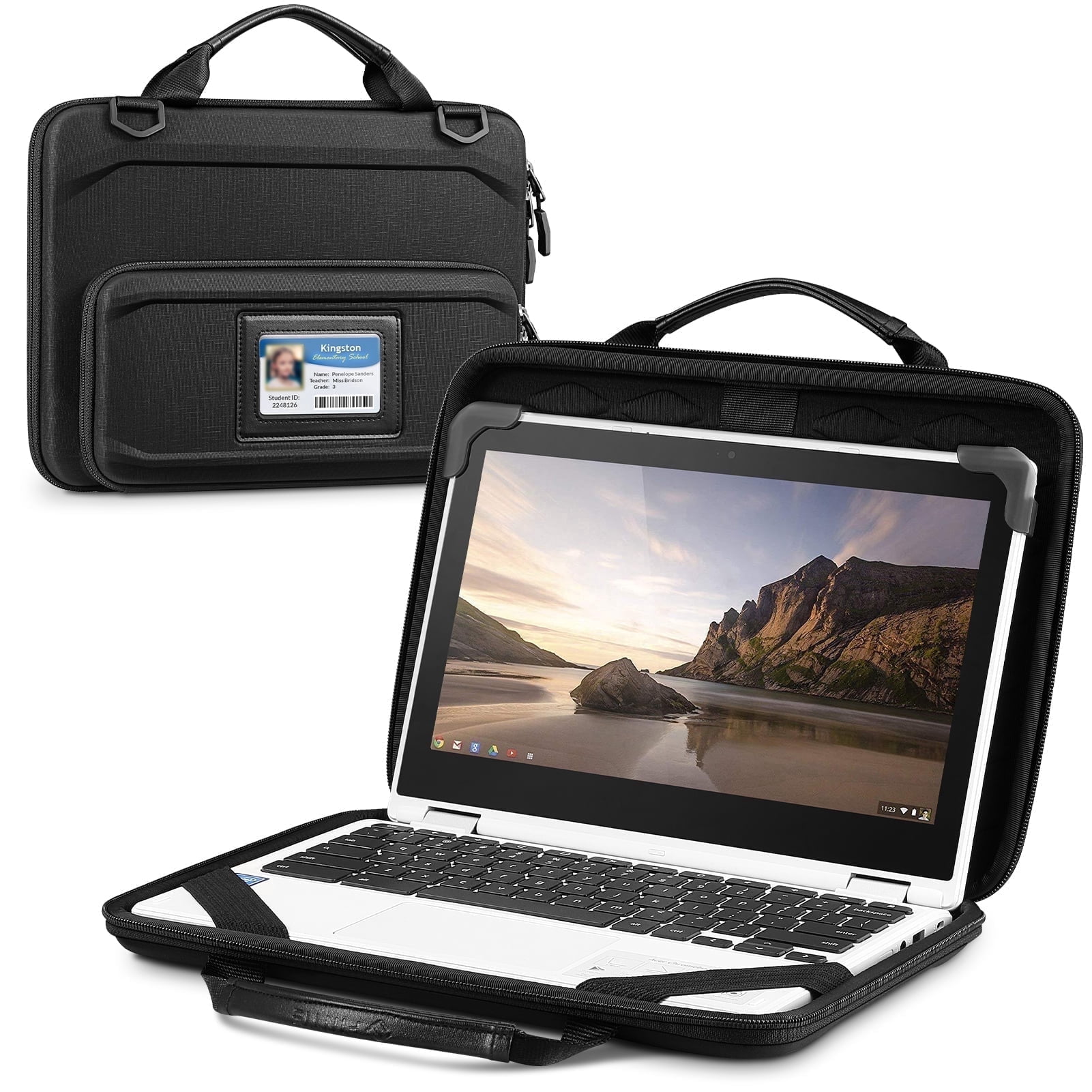 Fintie 11.6 Inch Chromebook Sleeve Case, Protective Briefcase School Shoulder Bag for Macbook Neo Lenovo Samsung Microsoft ASUS Dell Acer HP Laptop Notebook, Black