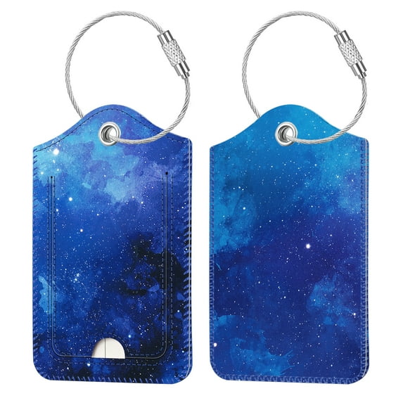 Fintie 2 Pcs Luggage Tags, Privacy Cover ID Label with Stainless Steel Loop and Address Card for Travel Bag Suitcase (Starry Sky)