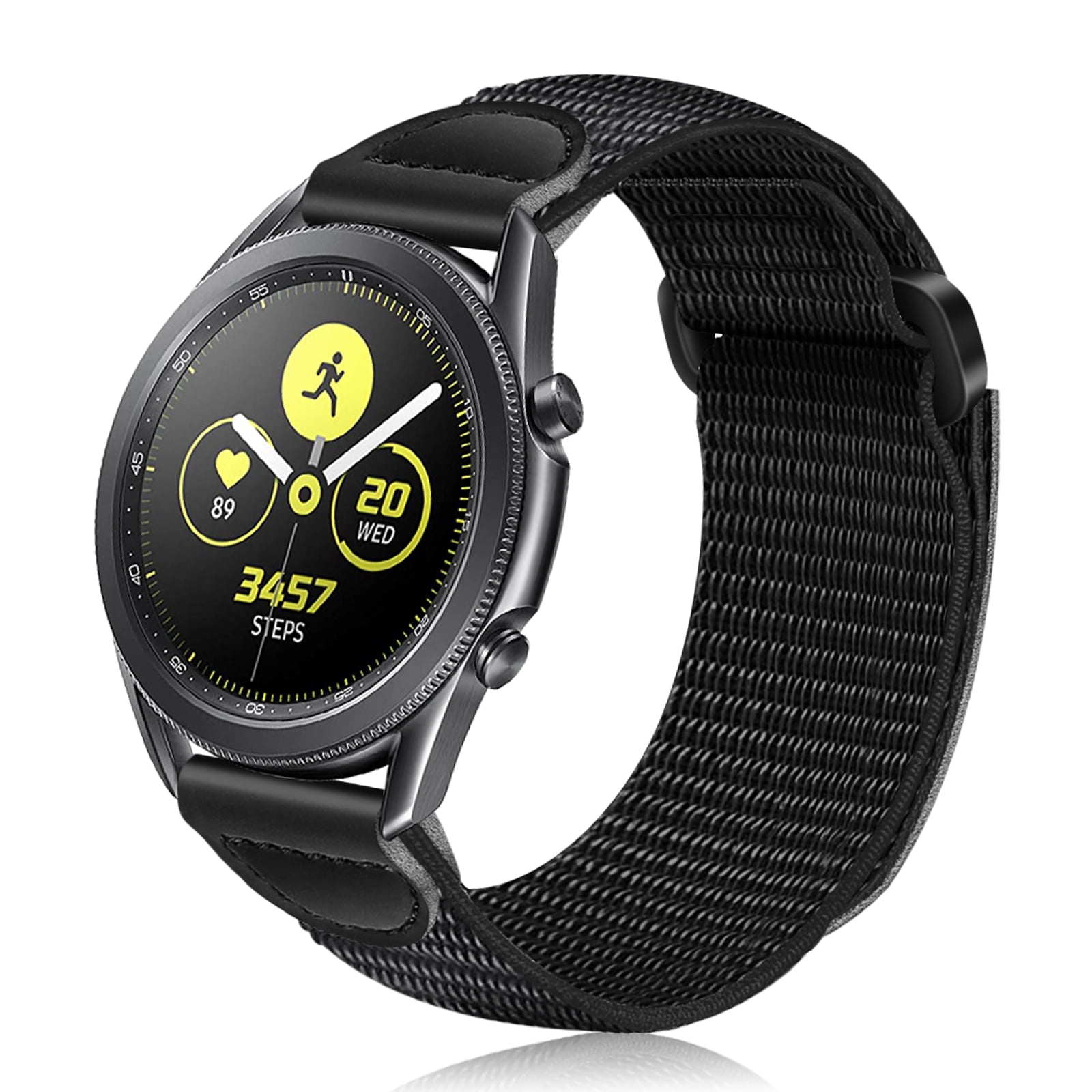 Fintie Band Compatible with Samsung Galaxy Watch 3 45mm Galaxy Watch 46mm Gear S3 Frontier and Classic 22mm Loop Woven Nylon Genuine Leather