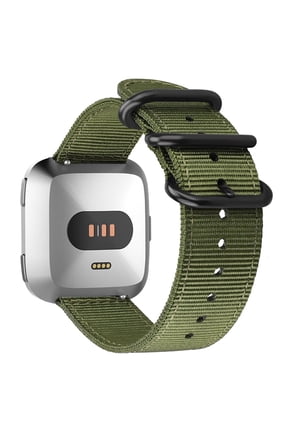 Band for Fitbit Versa 2 / Versa / Versa Lite Edition, Double Layer Soft Woven Nylon Replacement Strap Band with Metal Buckle Olive