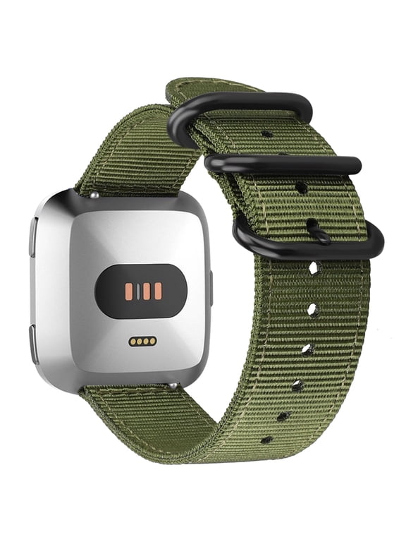 Band for Fitbit Versa 2 / Versa / Versa Lite Edition, Double Layer Soft Woven Nylon Replacement Strap Band with Metal Buckle Olive